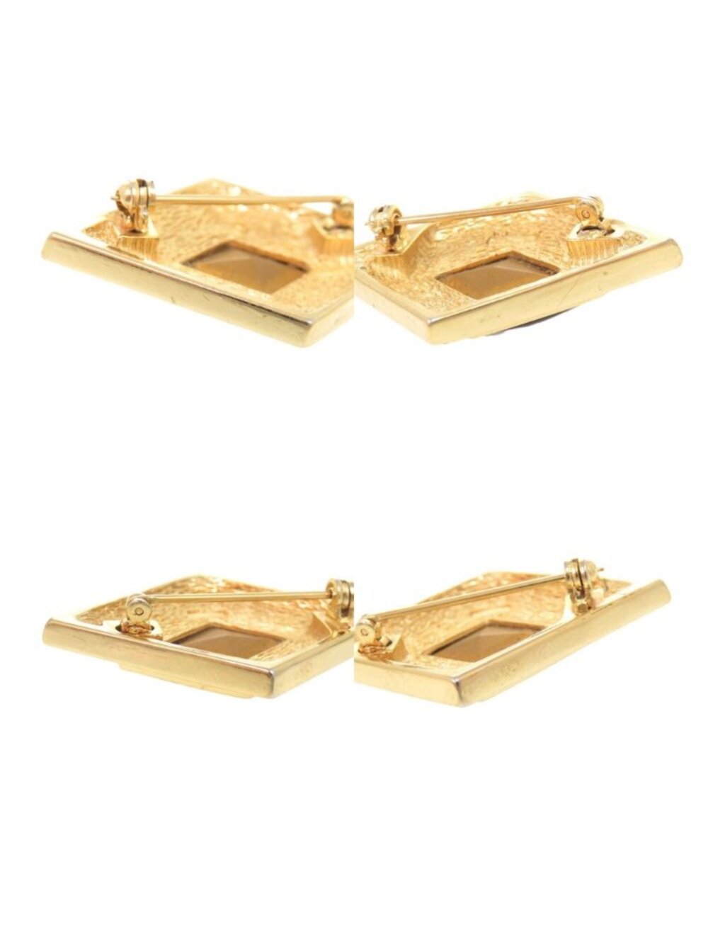 Dior Metal Line Stone Color Gold Brooch - Picture 9 of 9